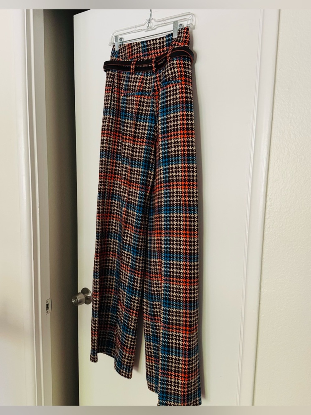 Dorothee Schumacher High-Waisted Plaid Wide-Leg Trousers w/ Belt - Picture 4 of 13
